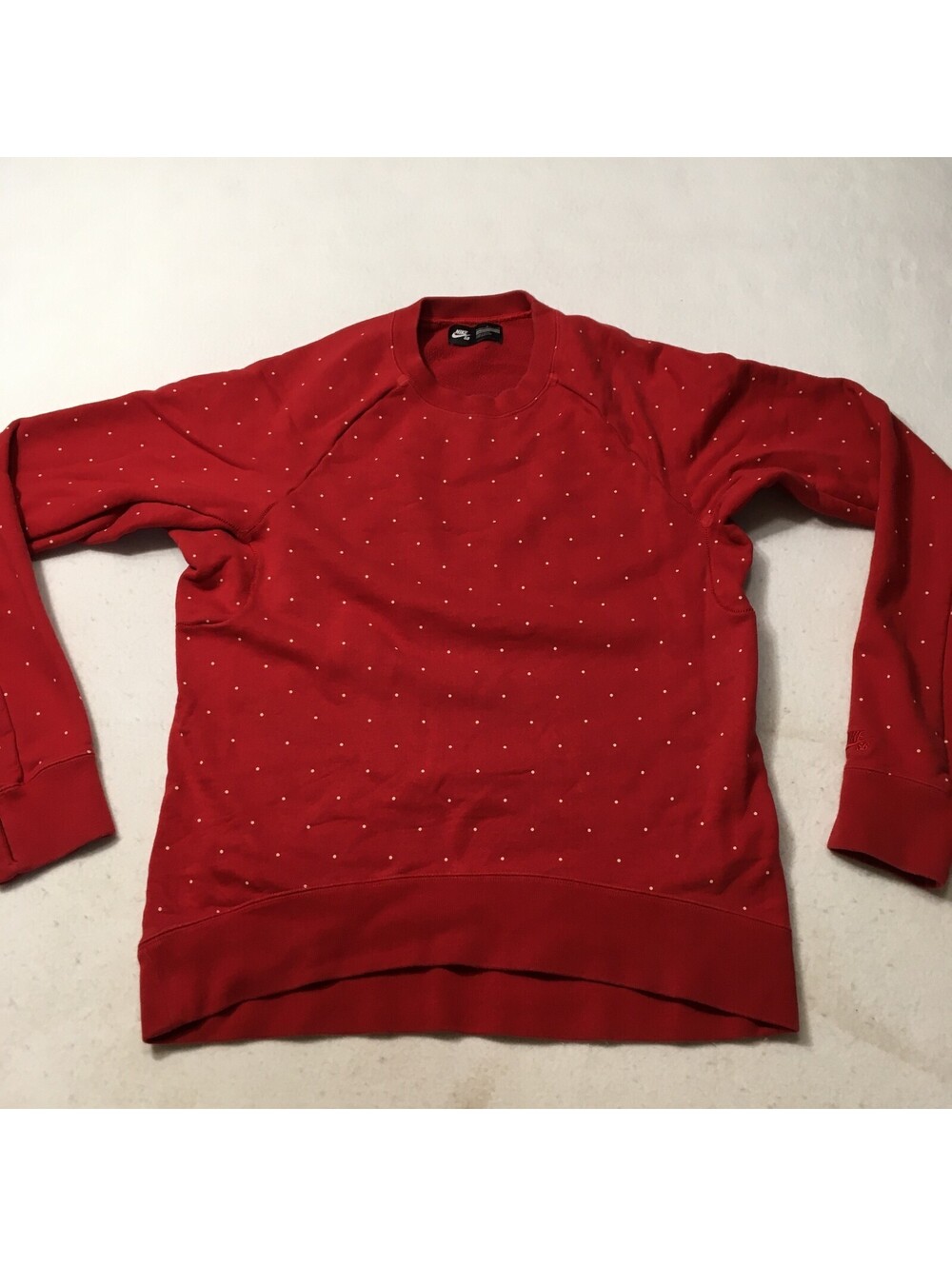 Nike SB red white dots Crew Sweatshirt Size large organic cotton